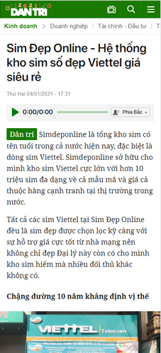 dân trí viết về simdeponline.vn