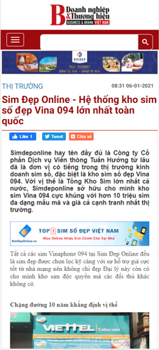 doanhnghiepvathuonghieu viết về simdeponline.vn