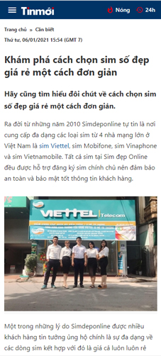 tinmoi viết về simdeponline.vn